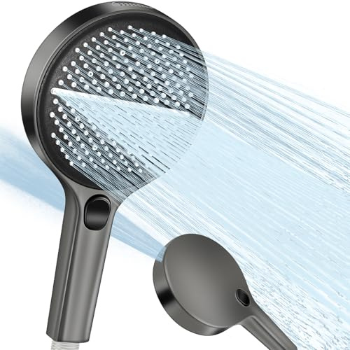 Soffione Doccia Alta Pressione Doccino per Doccia Grande 150mm 4 Modalità di Getto Doccetta per Doccia Ugello in Silicone Soffione Doccia Risparmio Idrico -Universale (Grigio)