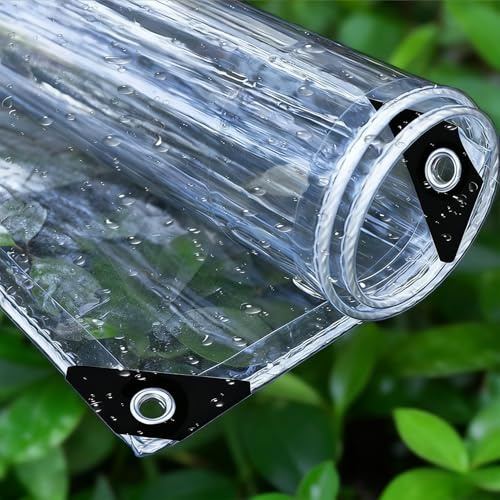 Durchsichtige Plane mit Ösen 120 x 120 cm Wasserdicht Durchsichtig UV Best Ndig, Faltbar Reißfest Wetterfeste Abdeckplane Plane Transparent für Außenbereich Terrasse, A
