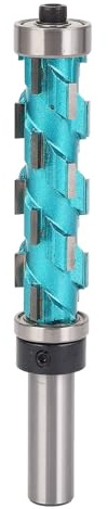 UPALDHOU Flush Trim Router Bit 12mm Shank Double Bearing, Industrial Solid Carbide Woodworking Tool with 65mm Cutting Length for Precise Trimming