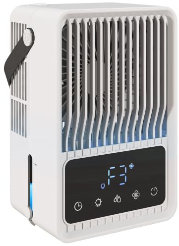 HOMCOM Portable Air Conditioner 4-in-1 Mini Air Cooler 550ml Black/White | 3 Wind Speed, 2 Mist Mode, 7 Colour RGB Light, DC Motor, 8H Timer, Cooling Fan, Home, Office, Bedroom