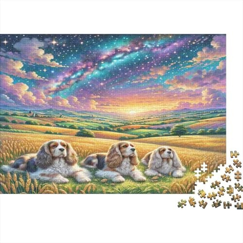 Dogs Countryside 1000 Piece Jigsaw Puzzle Night Sky Paper Stress Relief Activity