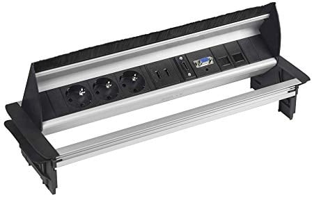 Elbe versenkbare Tischsteckdose mit 2xUSB, Einbausteckdose mit HDMI- & VGA-Buchse, Steckdosenleiste mit 2xRJ45 Netzwerkdose, Kindersicherung, 3,5mm Audiobuchse, 1,5m Kabel, für Büro, Konferenzzimmer
