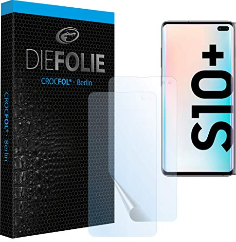 Crocfol Schutzfolie vom Testsieger [2 St.] kompatibel mit Samsung Galaxy S10 plus - selbstheilende Premium 5D Langzeit-Premium Schutzfolie inkl. Veredelung - für vorne, hüllenfreundlich