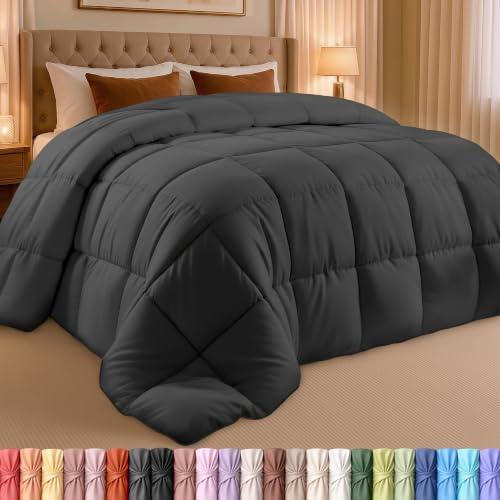 Utopia Bedding Comforter Duvet Insert - Quilted Comforter with Corner Tabs - Box Stitched Down Alternative Comforter (King, Grey)