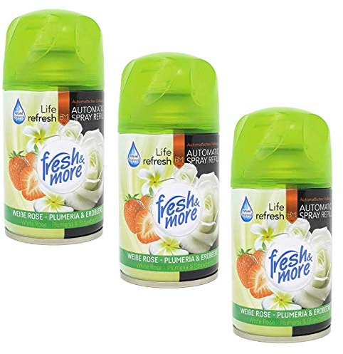 Fresh & More Lufterfrischer Nachfüller (3er Pack) Weiße Rose - Plumeria & Erdbeere, 250ml