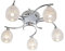Reagan Decorative Silver Chrome Curved Arm Semi Flush Ceiling Light with 5 Patterned Cut Glass Shades