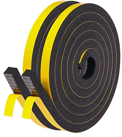 fowong Dichtungsband Selbstklebend für Türen Fenster-Abnehmbarer Klebstoff,12mm(B) x12mm(D)/4m, Türdichtung Selbstklebend Fensterdichtung Gummidichtungsband Wetterfest, Kollisionsprävention,Schwarz