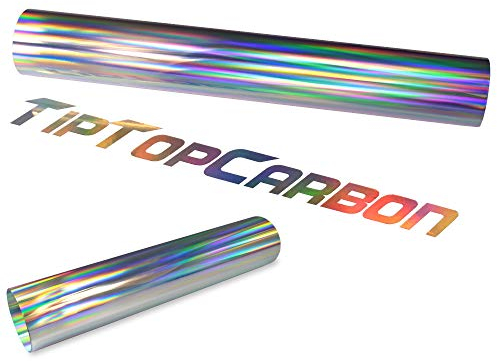 Rapid Teck® (7€/m² Clear Back Plottfolie Oilslick Hologramm Silber Glitter Effekt Folie Plotterfolie | Meterware mit 100 cm Breite