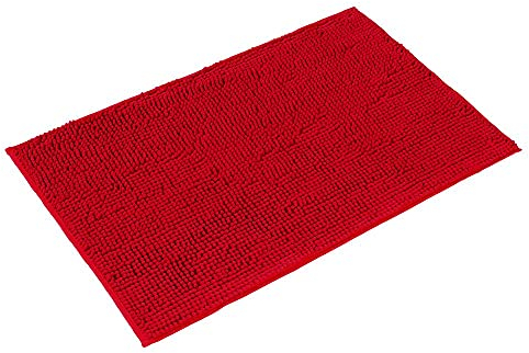 PANA® Chenille Badematte (70x120cm) • Mikrofaser Badematte • rutschfest & Waschbar • Saugfähiger Badvorleger & Duschvorleger für Bad • Weicher Badezimmerteppich Chenille • Farbe: Rot