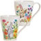 Tassen 2er Set Osterdeko Osterhase mit Blumen - Bunte Porzellan Kaffeetassen in 350ml für Tee Kaffee Cappuccino - Moderne Kaffeebecher spülmaschinenfest und mikrowellengeeignet als Geschenk