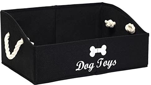MOREZI Aufbewahrungsbox für Haustierspielzeug aus Segeltuch,faltbare Aufbewahrungsbox für Hundespielzeug,zum Organisieren von Spielzeug für Haustiere,Zubehör und Zubehör usw-Hund-Schwarz