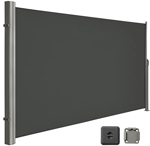 LARMNEE Seitenmarkise, ausziehbar, 200 x 500 cm, Sichtschutz, Sonnenschutz, Blickdicht, Seitenrollo, für Balkon, Terrasse, Garten, Dunkelgrau EGY205BP02