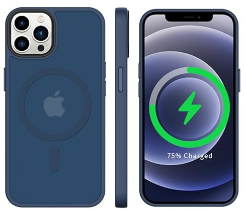 tigratigro Cover Magnetica per iPhone 12, Compatibile con MagSafe, Custodia Traslucida Opaca Posteriore Sottile Antiurto Protettiva Case, Protezione Antiurto di Grado Militare, Blu Profondo