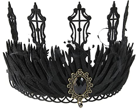 jojofuny Retro Krone FüR Frauen - Barock Gothic Kopfschmuck FüR Halloween - Schwarzer Spitze Masquerade Stirnband Requisis Accessoires FüR Cosplay, KostüMparty