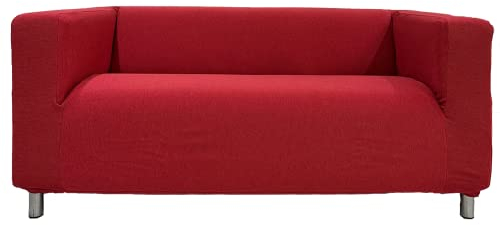 Dorian Home Klippan Sofabezug aus elastischem Stricktechnik, einfach anzubringen, kratzfest, maschinenwaschbar, bügelfrei (Rubinrot)