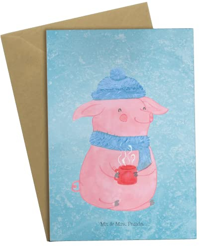 Mr. & Mrs. Panda Grußkarte Schweinchen Glühwein - Geschenk, Nikolaus, Hochzeitskarte, Betrunken, Weihnachtsmarkt, Weihnachtsdeko, Ansichtskarten,