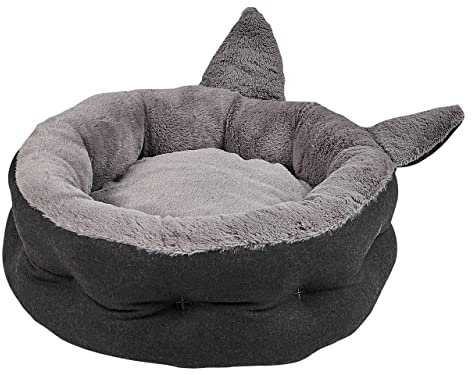 Beliani Rundes Haustierbett 45 x 45 cm mit Kunstfell und Polyester Grau Kepez