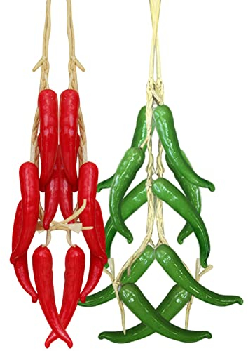 ISAKEN Künstliche Chili, 4 Stück Simulation Chili Lebensecht Chili Fälschung Gemüse Mini Pfeffer Chili Deko Fotografie Requisiten für Thanksgiving Osterdekor Gemüse Party Dekoration