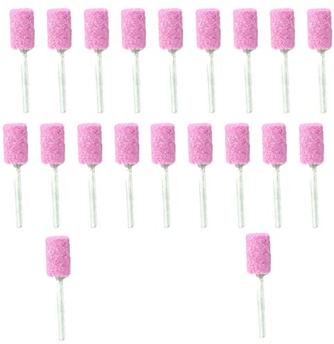 20 Pieces Abrasive Stone Set, 5mm Cylinder Grinding Head Rotary Tool Bit Kit with 3mm Shank for Wood, Metal and Plastic
