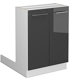 Vicco Kücheninsel Fame-Line, Anthrazit Hochglanz/Weiß, 60 cm ohne Arbeitsplatte