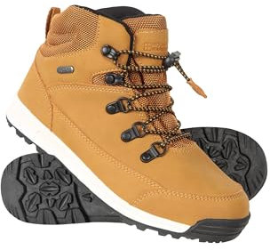 Mountain Warehouse Redwood Kids Waterproof Boots - Quick Lace System Girls Shoes, Cushioned Footbed Boys Footwear, Synthetic & Mesh Upper - Camping, Hiking, Travelling Brown Kids Shoe Size 10 UK