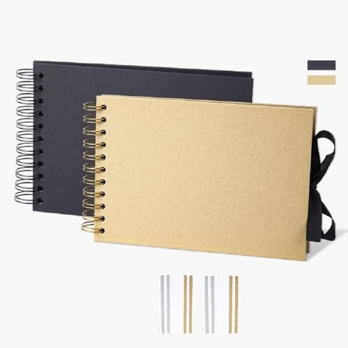 MuChoney Álbum de fotos para personalizar, 21 x 15 cm, 60 páginas, papel negro, tamaño A5, miniálbum de recuerdos para niños, álbum de recuerdos DIY en espiral para bebé, San Valentín, cumpleaños,