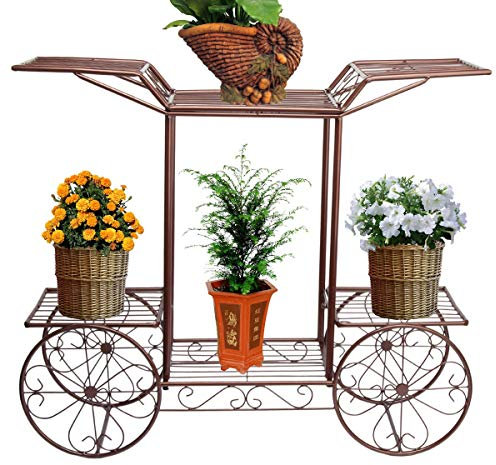 FLBT Blumenständer Metall Blumenwagen Rack Display Garten Baum Home Decor Patio Pflanzenständer Halter Bronze (Color : Bronze)