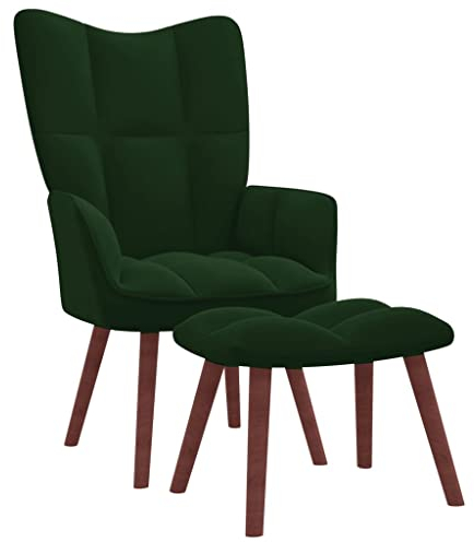 INLIFE Relaxsessel mit Hocker Dunkelgrün Samt,Grün,8.55KG,328064