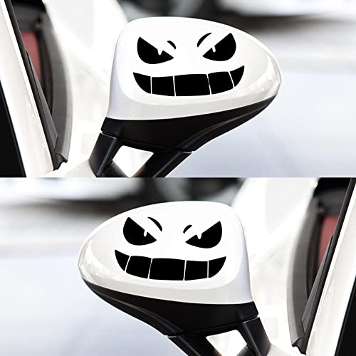 Lustige autodomy rückspiegel aufkleber, 2 Pcs Lustige Aufkleber für Auto Autodekoration Aufkleber Monster Lächelndes Gesicht Auto Aufkleber für Auto Dekoration Aufkleber (schwarz)