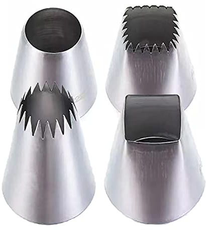 Lot de 4 douilles à pâtisserie en acier inoxydable,douilles extra larges en acier inoxydable,douille professionnelles en acier inoxydable,pour décoration de gâteaux, gâteaux, biscuits, pâtisseries