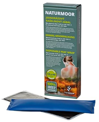 Set alla torba naturale per schiena – dispositivo medico di classe I CE, 10 applicazioni di torba + supporto termico riutilizzabile, utilizzo a domicilio, applicazione termica di supporto, 15x40 cm