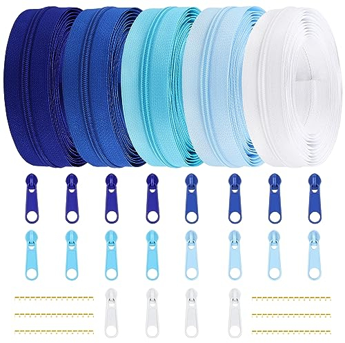 DOITEM 3 mm Reißverschluss 14 Meter Nylon Endlosreißverschluss Set mit Schieber und Zipper - 5 Farben