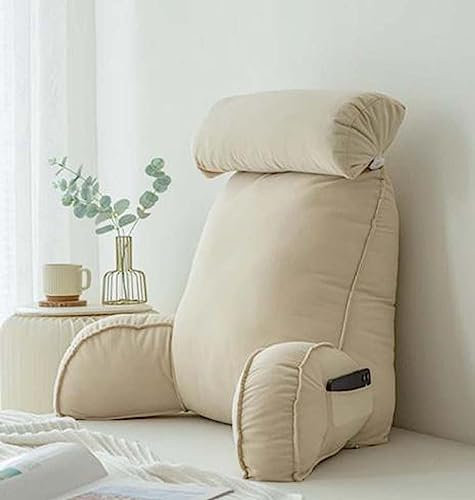 Kongdson Reading Backrest with Neck Pillow, Arms Lumbar Wrist Support Cushion, Removable Washable Bed Rest Pillow, Sofa Soft Pillow for Reading Watching TV