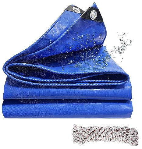 SHANNA Bâche de Protection Exterieur avec Oeillets, 4x6m 440 g/m² PVC Bâche Voiture Piscine, Imperméable Résistante aux Déchirures UV Intempéries, Bâche Multi-Usage pour Meubles de Jardin, Bleu