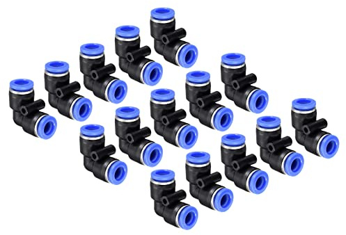 M METERXITY Coude Pousser À Connecter Tube Raccord OD 8mm Bleu 15 Paquet | Pneumatique Air Pousser Rapide Connecter, Appliquer À Tuyau Connexion
