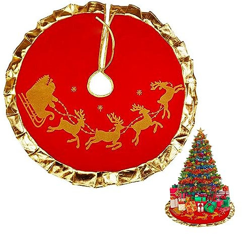 Couverture Ronde pour Sapin de Noël - 90 cm - Tapis de Jupe - Pour Fête et Décoration de Maison de Vacances