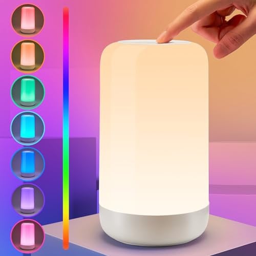 Rechargeable Lamp, RGB&10 Brightness Touch Lamp,1800mah Cordless Lamp Rechargeable Lamp for Bedroom & Touch Lamps Bedside Lamp,Portable Lamp for Bedroom,Night Light Kids Night Light Baby, Adult Gifts