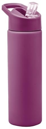 Smash Stainless Steel Water Bottle with Flip Top Lid and Straw - Mulberry 750ml