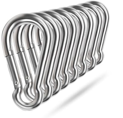 Ekunbuy Karabinerhaken aus 304 Edelstahl,federbelasteter Karabinerhaken,Carabiner,Federklammern, Schnalle, Verbindungsclip für Camping, Wandern,Zughilfen (40mm(M4) 8 Stück)