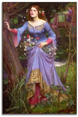 OKRA John William Waterhouse Leinwand-Kunst, Ophelia III, Poster, Pre-Raphaelit-Kunst, realistische Romantik, Renaissance-Gemälde, Vintage-Poster, Raum, ästhetische Wanddekoration, ungerahmt (30 x 45