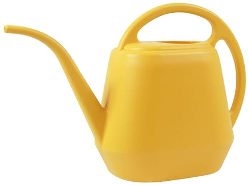Hintyne Regadera De 4 litros para Interiores con Pico Largo Regadera para Plantas con Doble Asa Y Boca Ancha Antideslizante A Prueba De Humedad para Interiores Y Exteriores Color Amarillo
