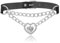 JJDreams Gotik Punk PU Lederband Einstellbar Kragen mit Herzanhänger Halskette Damen Kette Schwarz Choker Silberner Herzring