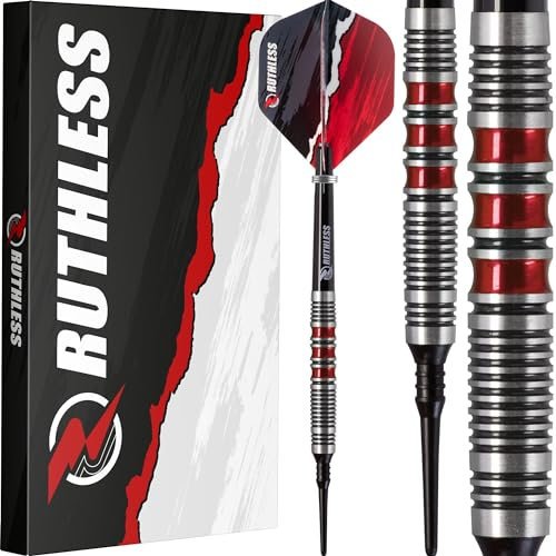 RUTHLESS Red Falcon Darts-Set, weiche Spitze, Wolfram, Rot, 18 g