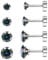 JeweBella G23 Titanium Hypoallergenic Flat Back Cubic Zirconia Stud Earrings for Women Men - Silver Helix Cartilage Tragus Sleeper for Multiple Piercings (4 Pairs)