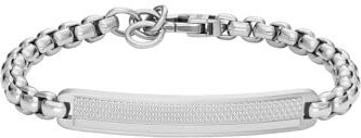 Fossil Knox JF04767040 - Bracelet argenté en Acier inoxydable Pour Homme, Taille Unique, Acier inoxydable, pas UNE Pierre précieuse, Taille Unique, Acier inoxydable, Pas de gemme