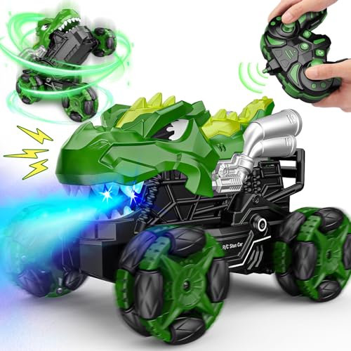 HappyGoLucky Remote Control Car - Dinosaur Monster Truck Toys for 3-12 Year Old Boys - All Terrain Step RC Car - Perfect for Outdoor Play & Christmas Gifts