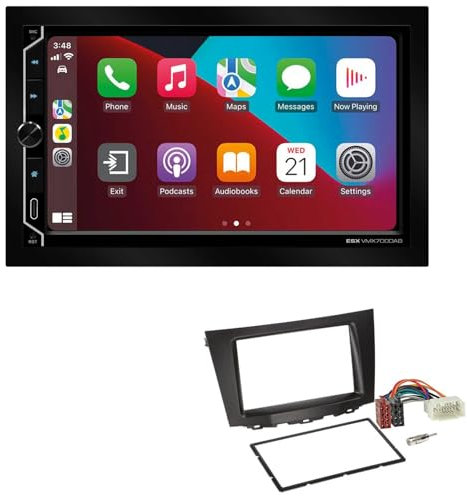 ESX VMX700DAB 2-DIN Autoradio kompatibel mit Wireless Apple CarPlay Android Auto Bluetooth DAB+ passend für Suzuki Kizashi ab 2009 schwarz