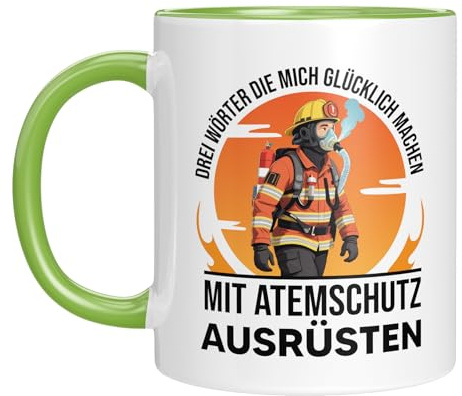 Tasse mit Spruch | Geschenkidee für Feuerwehrmänner | Drei Wörter, die mich glücklich machen | Kaffeebecher 330 ml