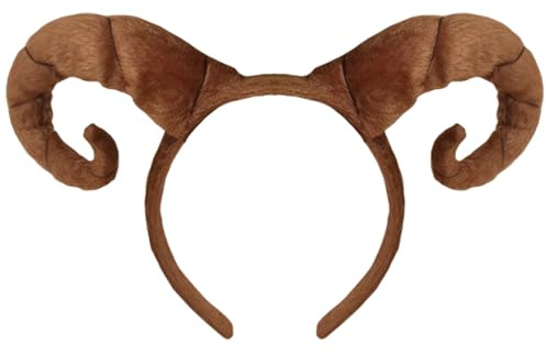 CBLUO Halloween Antelope Horns Headband Ram Horns Hair Hoops Bands Animal Goat Sheep Horns Headpiece Hairband Women Christmas Holiday Festival Parade Cosplay Dress Up Birthday Party Accessories Brown