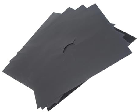 CAXUSD 5PCS Heavy Duty Gas Stove Pad Black Non-Stick Oven Liner Liners Precut Hole for Gas Hob Protection